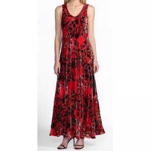 Johnny Was Bias Dress Bobcat Forest Silk Blend Red Floral Maxi SZ XS $575 NWT
